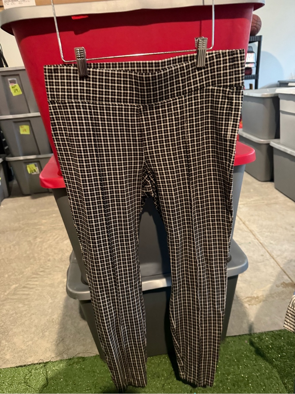 Black and White Checkered Slim Pants 93
